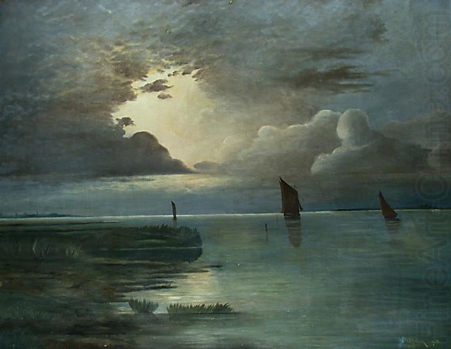 Andreas Achenbach Sonnenuntergang am Meer mit aufziehendem Gewitter china oil painting image